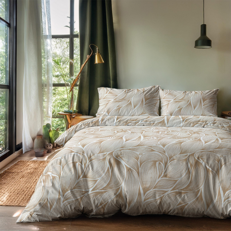 Dekbedovertrek Taupe Stripes - Tweepersoons (200x200 Cm) - Taupe Microvezel - Natuur - Zydante - Dekbed-Discounter.nl