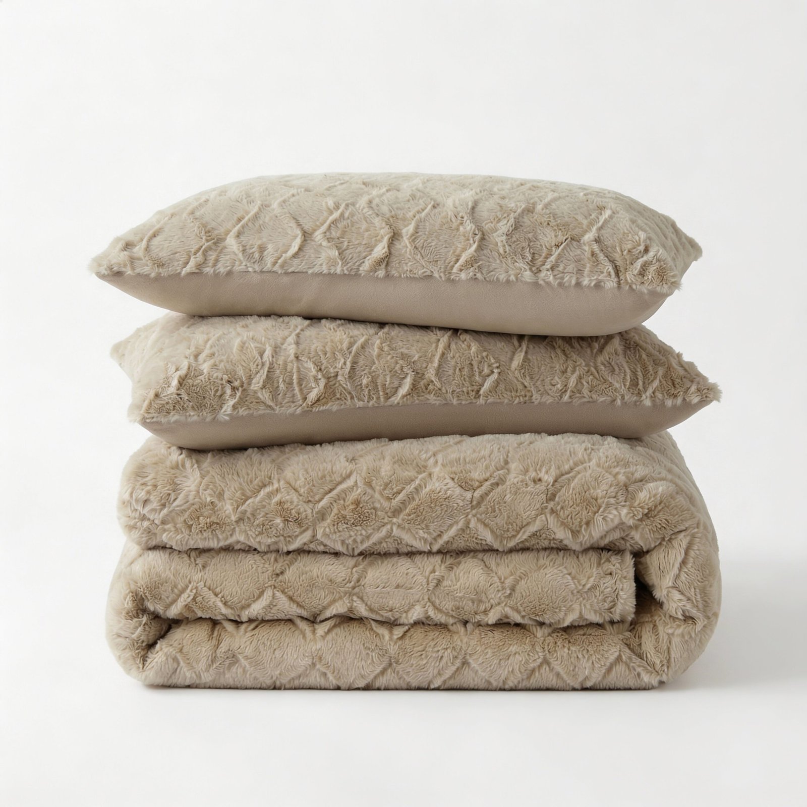 Dekbedovertrek Teddy Faux Fur Syon - Taupe - Lits-Jumeaux (240x220 Cm) - Taupe Microvezel Teddy - Effen - Sleeptime - Dekbed-Discounter.nl