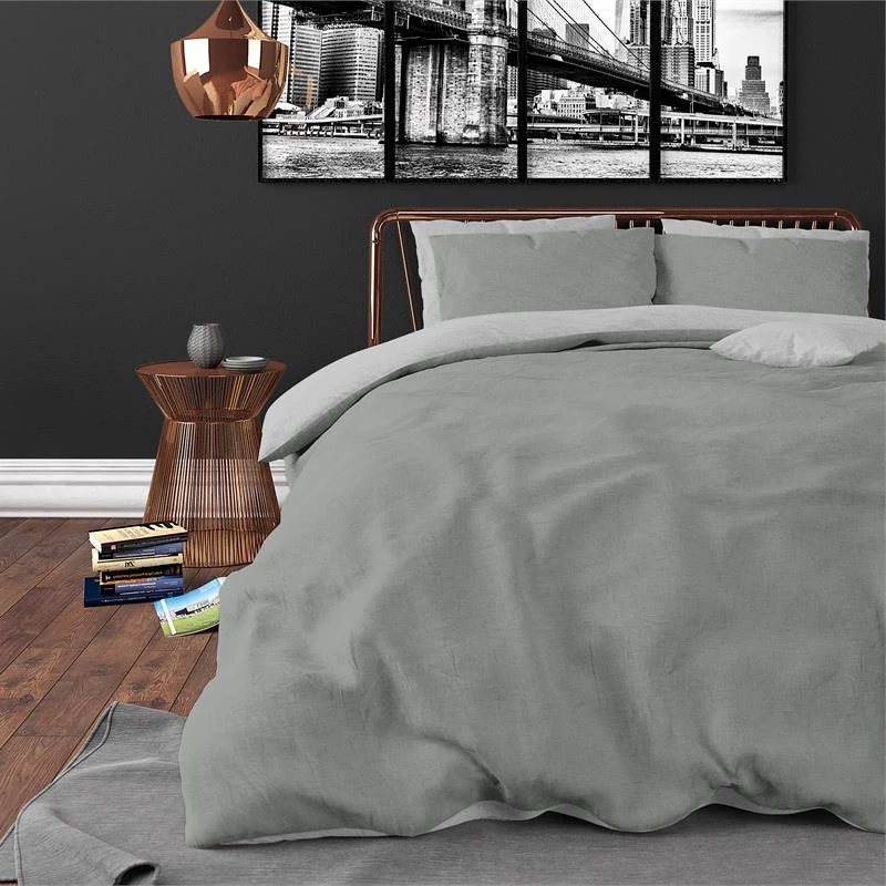 Dekbedovertrek Twin Face - Grijs Antraciet - Eenpersoons (140x200 Cm) - Grijs & Antraciet Microvezel - Double Face - Zensation - Dekbed-Discounter.nl