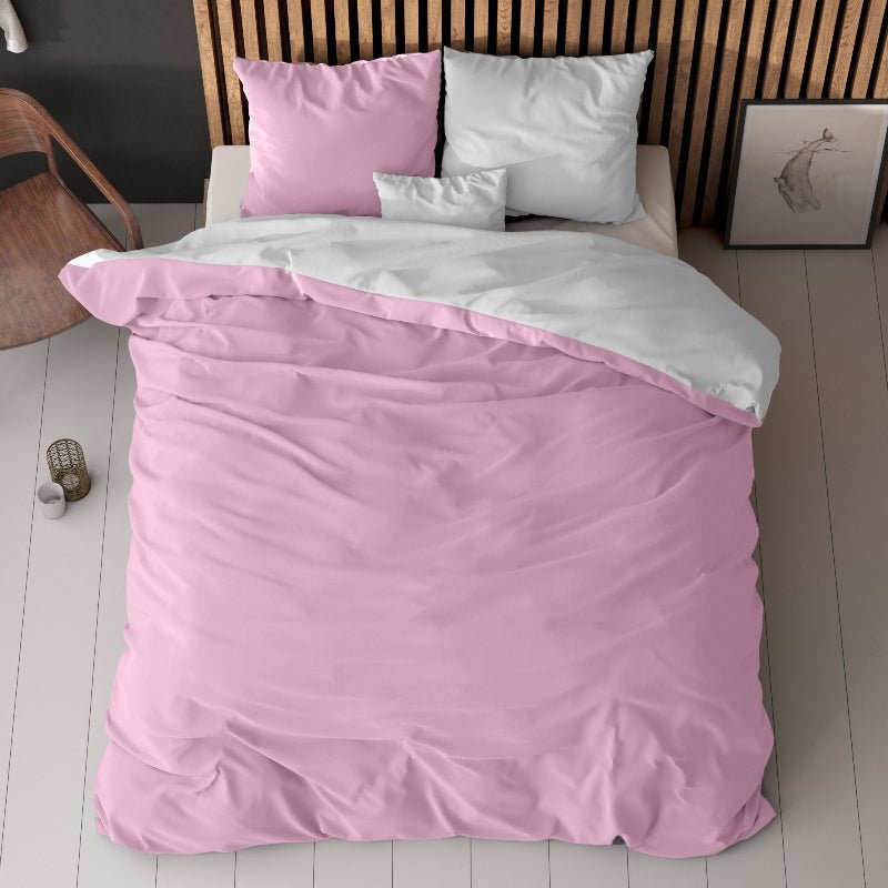 Dekbedovertrek Twin Face - Roze Wit - Tweepersoons (200x200 Cm) - Roze & Wit Microvezel - Double Face - Zensation - Dekbed-Discounter.nl