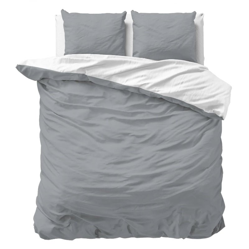Dekbedovertrek Twin Face - Wit Grijs - Tweepersoons (200x200 Cm) - Wit & Grijs Microvezel - - Zensation - Dekbed-Discounter.nl