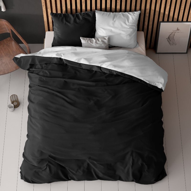 Dekbedovertrek Twin Face - Zwart Wit - Eenpersoons (140x200 Cm) - Zwart & Wit Microvezel - Double Face - Zensation - Dekbed-Discounter.nl