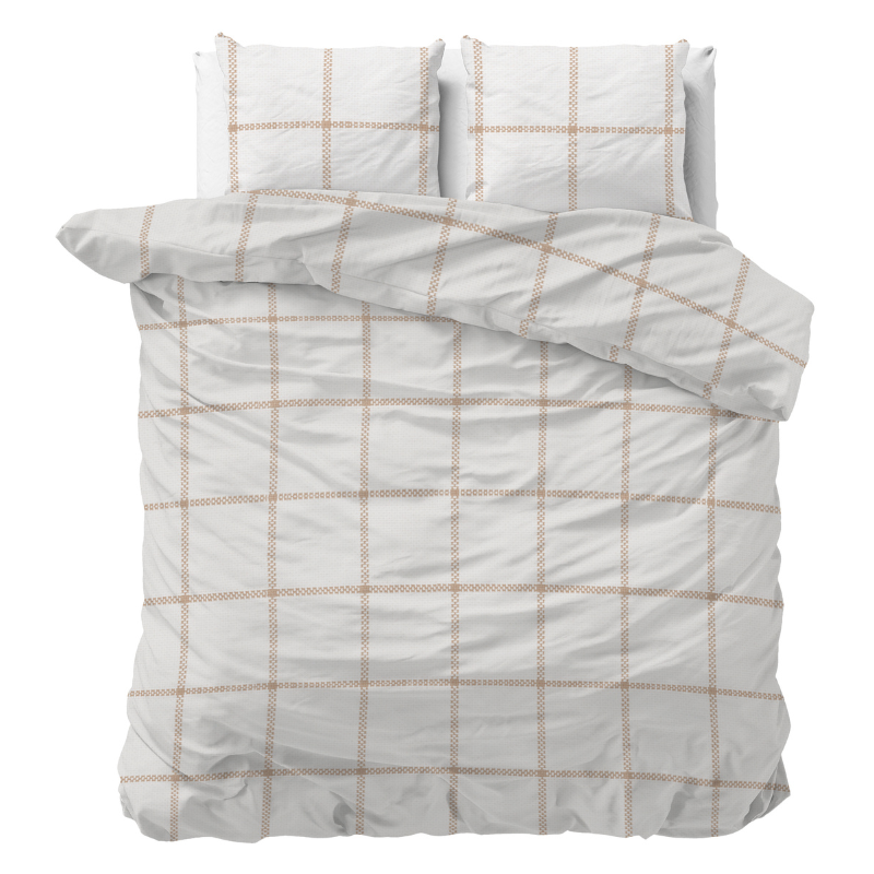 Dekbedovertrek - Vasco - Lits-Jumeaux (240x220 Cm) - Wit Microvezel - - Sleeptime Classy - Dekbed-Discounter.nl