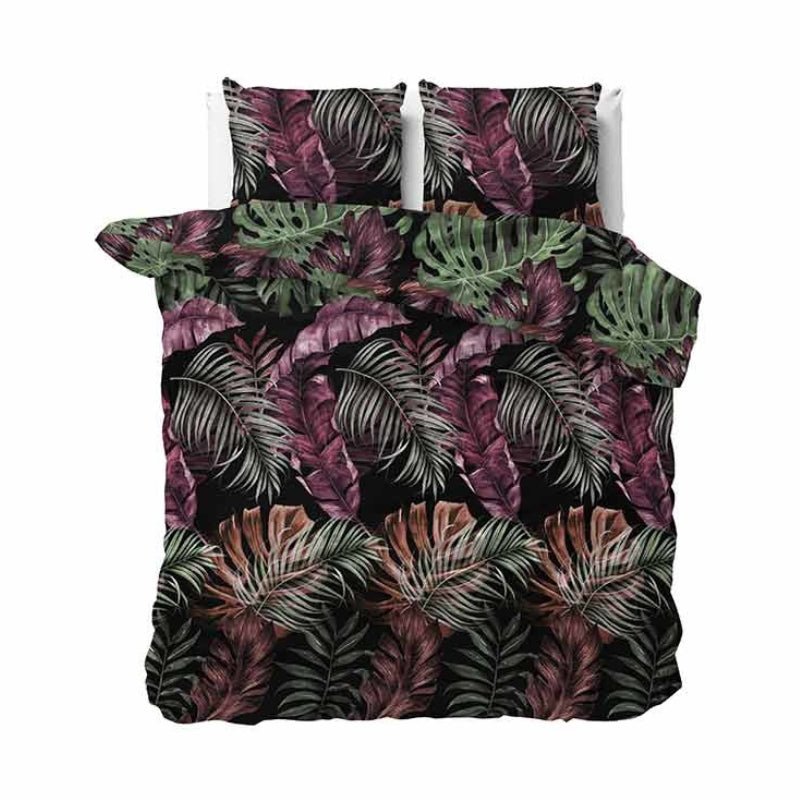Dekbedovertrek Velvet Aurora - Tweepersoons (200x200 Cm) - Meerkleurig Microvezel - Natuur & Bloemen - Manilla - Dekbed-Discounter.nl