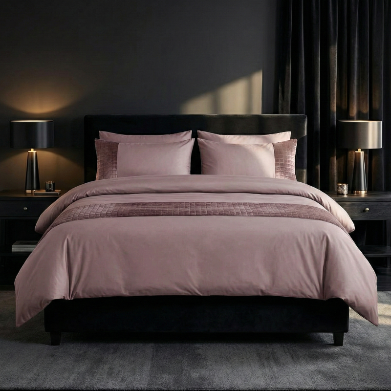 Dekbedovertrek Velvet Band - Roze - Lits-Jumeaux (240x220 Cm) - Roze Microvezel - Effen - Sleeptime - Dekbed-Discounter.nl