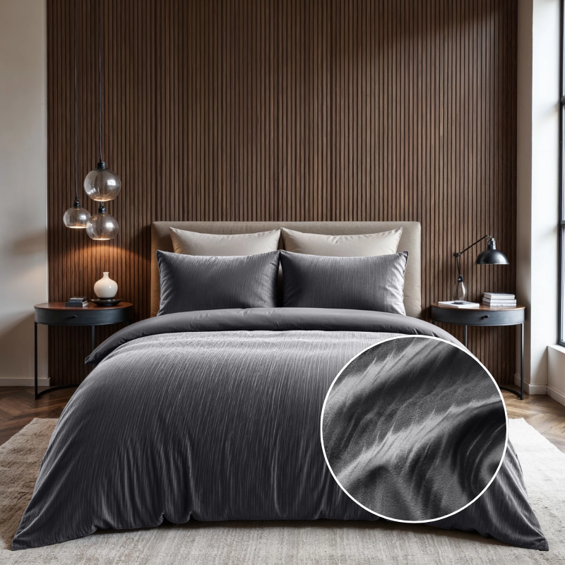 Dekbedovertrek Velvet Cartier - Antraciet - Lits-Jumeaux (240x220 Cm) - Antraciet Microvezel - Effen - Sleeptime - Dekbed-Discounter.nl