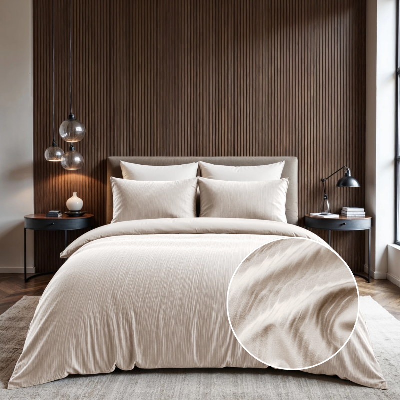Dekbedovertrek Velvet Cartier - Crème - Lits-Jumeaux (240x220 Cm) - Crème Microvezel - Effen - Sleeptime - Dekbed-Discounter.nl