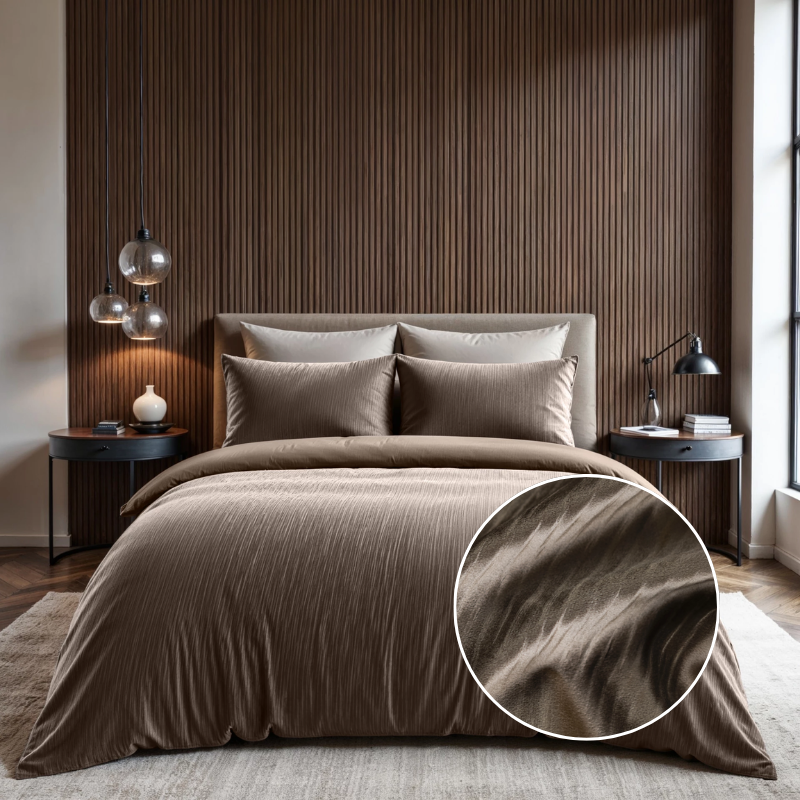 Dekbedovertrek Velvet Cartier - Taupe - Eenpersoons (140x200 Cm) - Taupe Microvezel - Effen - Sleeptime - Dekbed-Discounter.nl