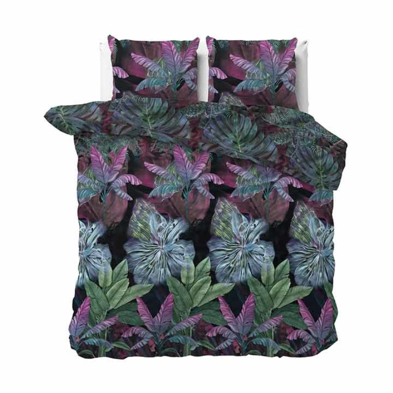 Dekbedovertrek Velvet Elora - Tweepersoons (200x200 Cm) - Meerkleurig Microvezel - Natuur & Bloemen - Manilla - Dekbed-Discounter.nl