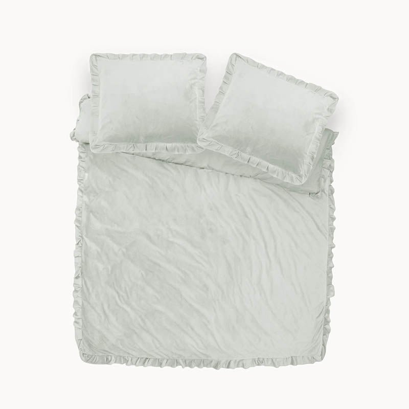 Dekbedovertrek Velvet Ruffles - Wit - Lits-Jumeaux (240x220 Cm) - Wit Microvezel - Effen - Dreamhouse - Dekbed-Discounter.nl