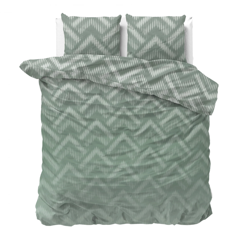 Dekbedovertrek - Wavey - Groen - Tweepersoons (200x200 Cm) - Groen Microvezel - - Sleeptime Classy - Dekbed-Discounter.nl