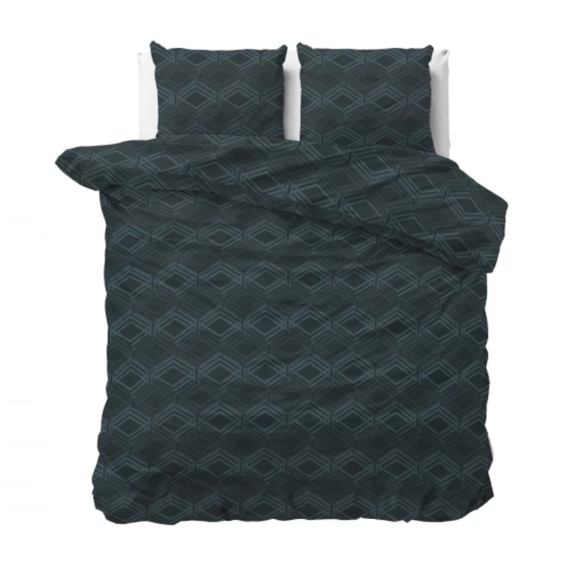 Dekbedovertrek - Wavey - Navy - Eenpersoons (140x200 Cm) - Navy Microvezel - Patroon - Sleeptime Classy - Dekbed-Discounter.nl