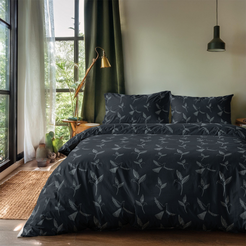 Dekbedovertrek White Birds - Lits-Jumeaux (240x220 Cm) - Blauw Microvezel - Natuur - Zydante - Dekbed-Discounter.nl