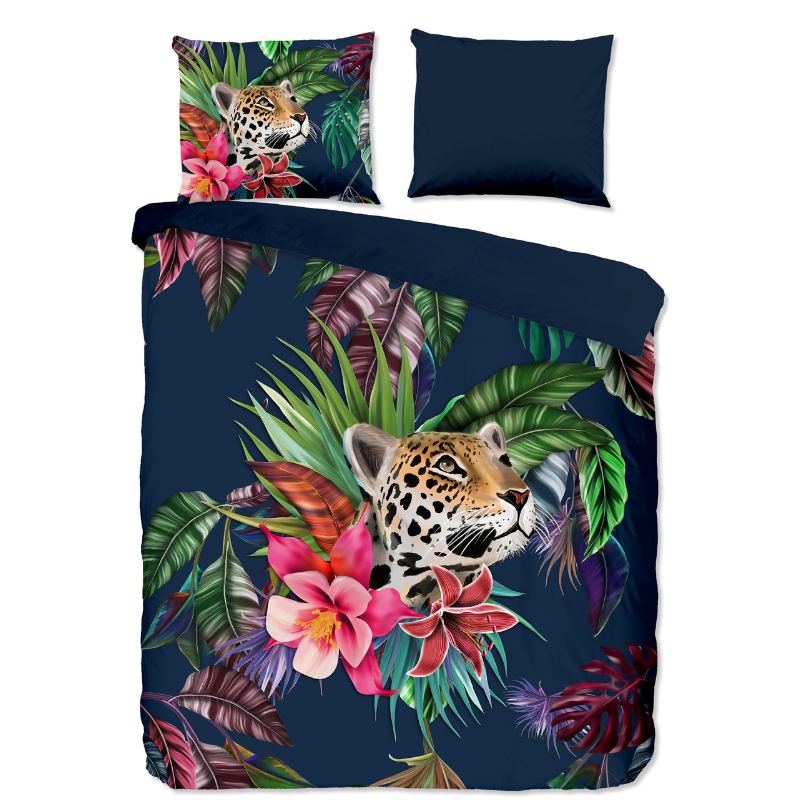 Dekbedovertrek Wild - Eenpersoons (140x200 Cm) - Blauw & Meerkleurig Microvezel - Natuur & Bloemen & Dieren - Pure - Dekbed-Discounter.nl