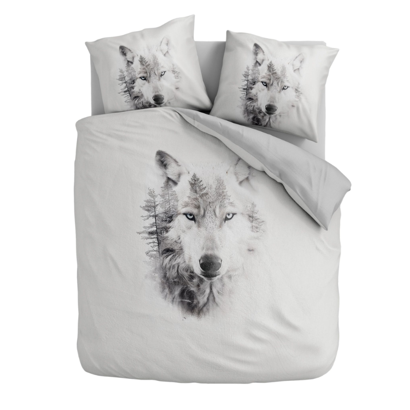 Dekbedovertrek Wolf Dream - Tweepersoons (200x200 Cm) - Meerkleurig Microvezel - - Fresh And Co - Dekbed-Discounter.nl