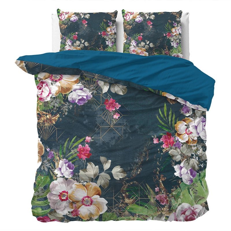 Dekbedovertrek Yula - Eenpersoons (140x200 Cm) - Meerkleurig Microvezel - Bloemen - Manilla - Dekbed-Discounter.nl