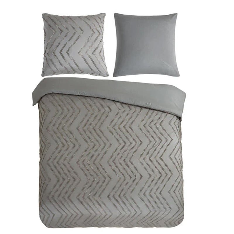 Dekbedovertrek Zizag - Taupe - Lits-Jumeaux (240x220 Cm) - Taupe Microvezel - Strepen - Pure - Dekbed-Discounter.nl