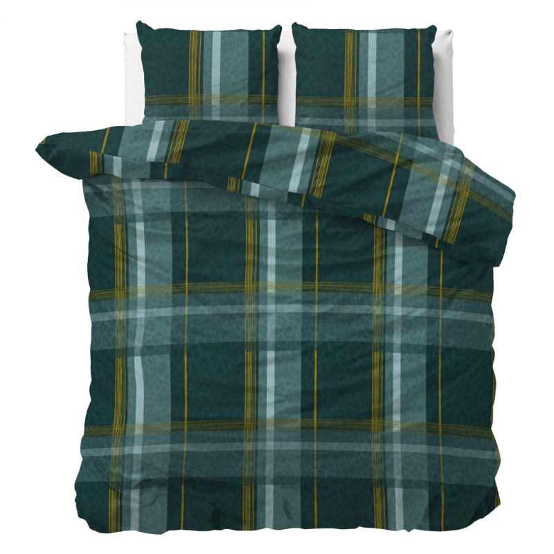 Dekbedovertrek - Zoni - Lits-Jumeaux (240x220 Cm) - Groen Microvezel - - Sleeptime Classy - Dekbed-Discounter.nl