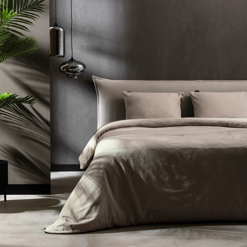 Flanel Dekbedovertrek + Hoeslaken - Taupe - Dekbed-Discounter.nl