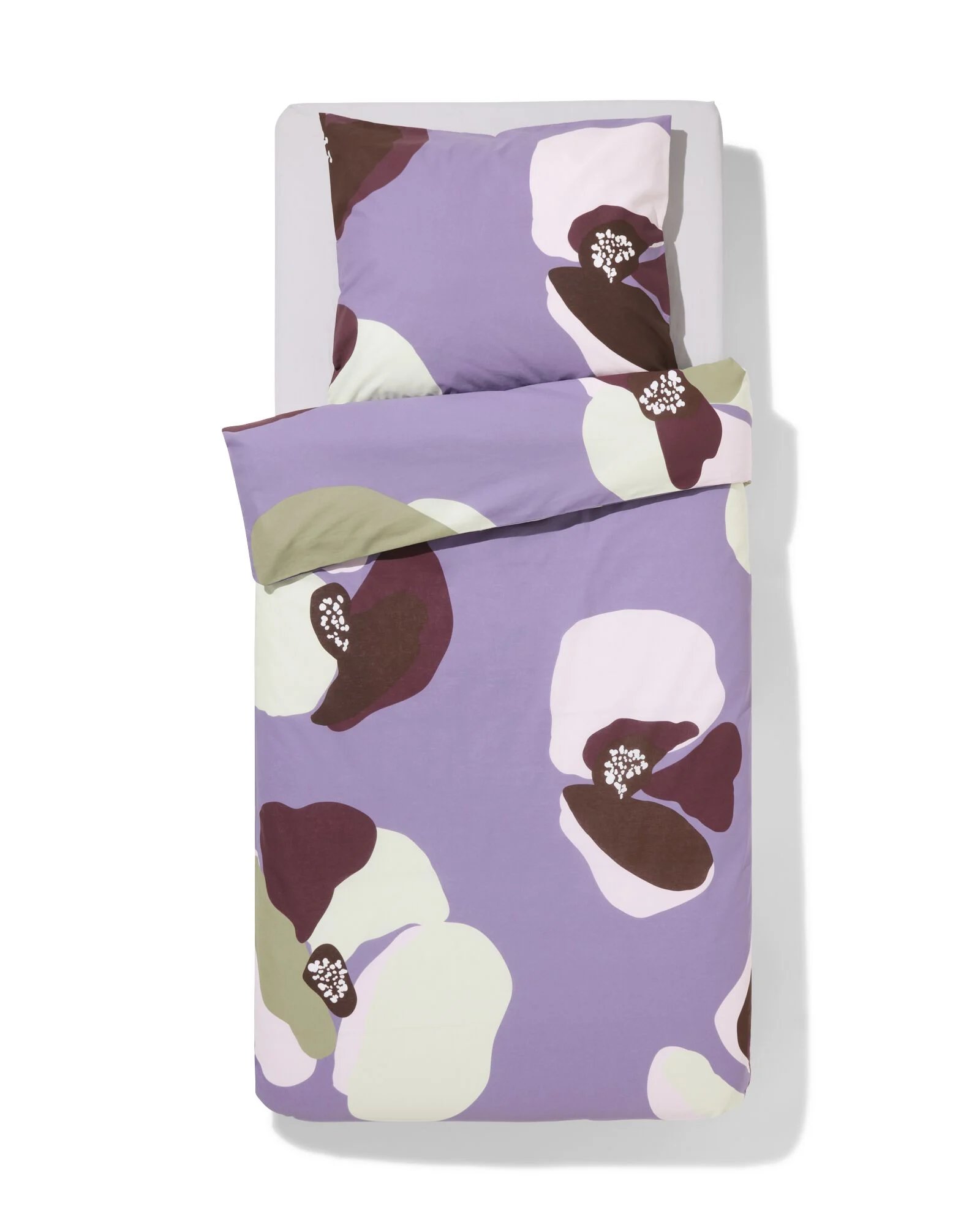 HEMA Dekbedovertrek 140x200/220cm Zacht Katoen Bloemen (paars)
