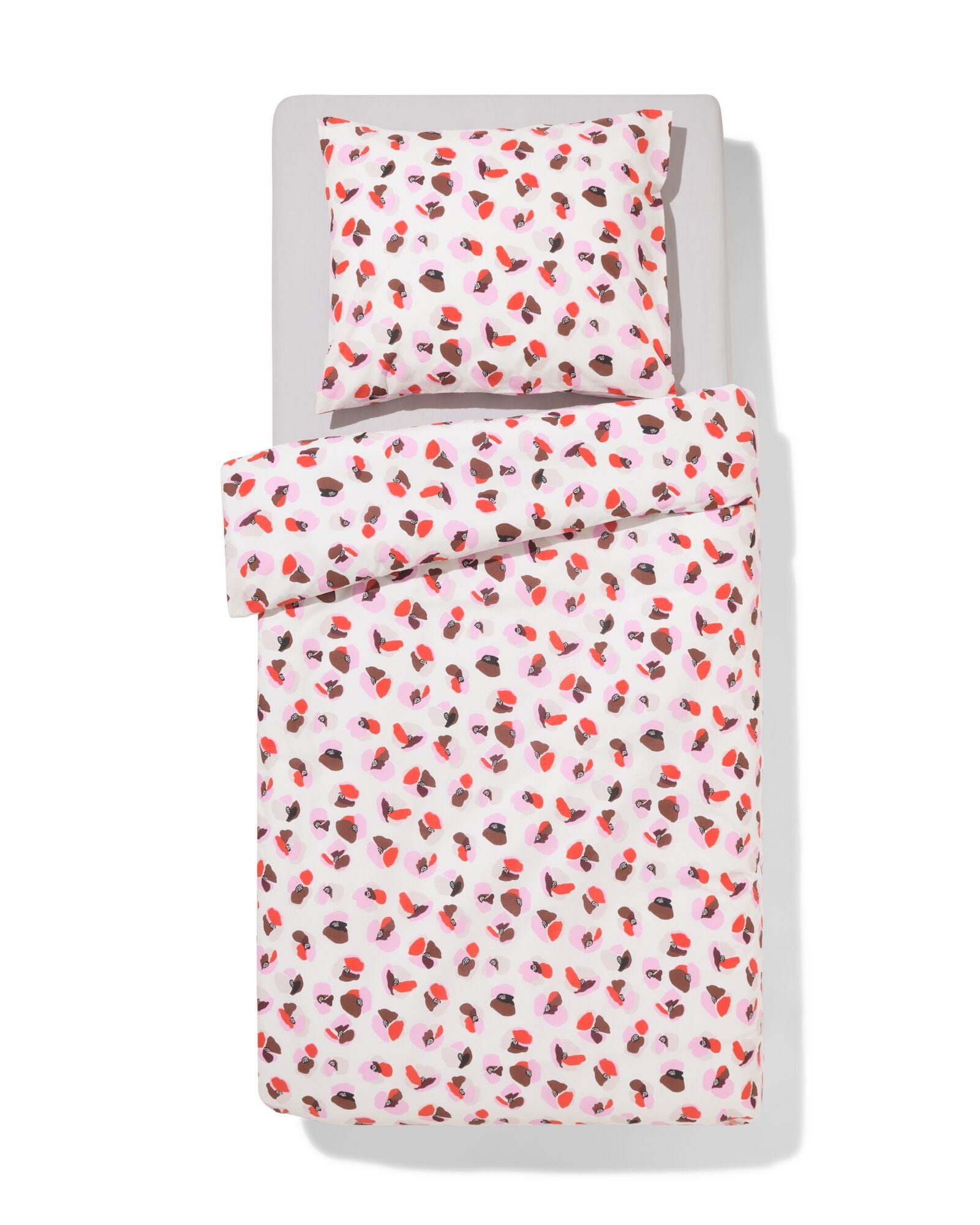 HEMA Dekbedovertrek 140x200/220cm Zacht Katoen Bloemen (roze)