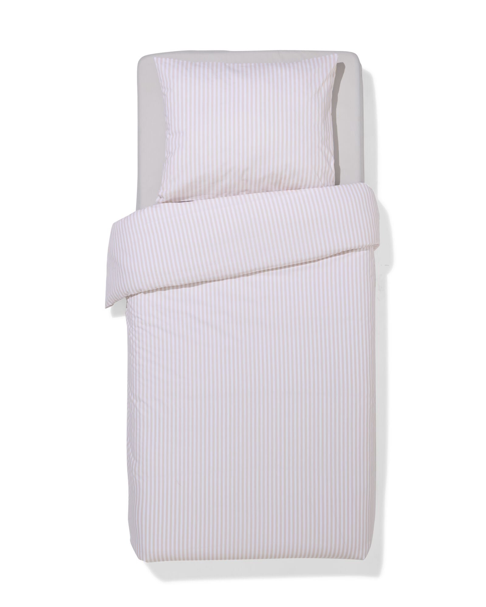 HEMA Dekbedovertrek 140x200/220cm Zacht Katoen Strepen Beige (beige)