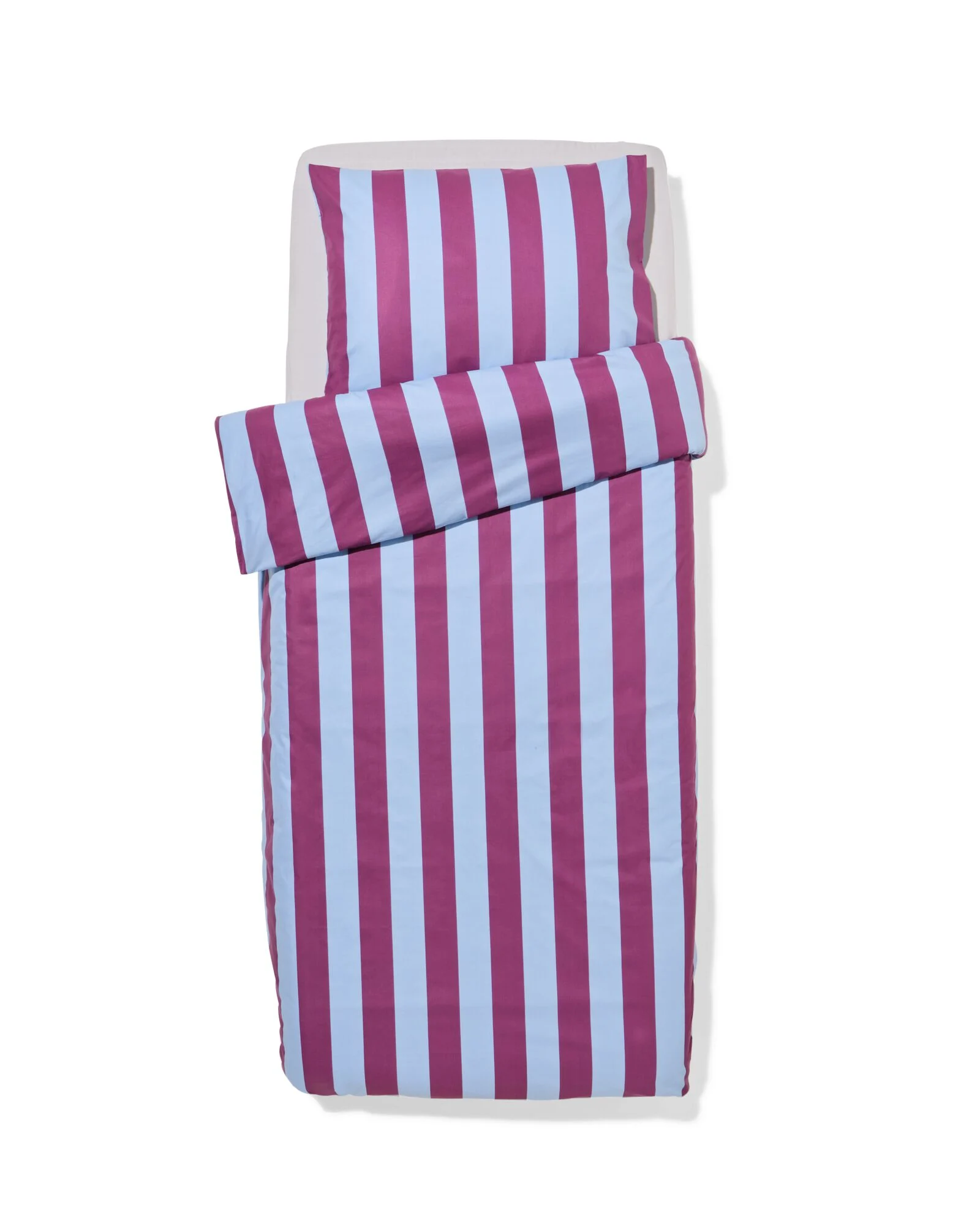 HEMA Dekbedovertrek 140x200/220cm Zacht Katoen Strepen Blauw-paars (multi)