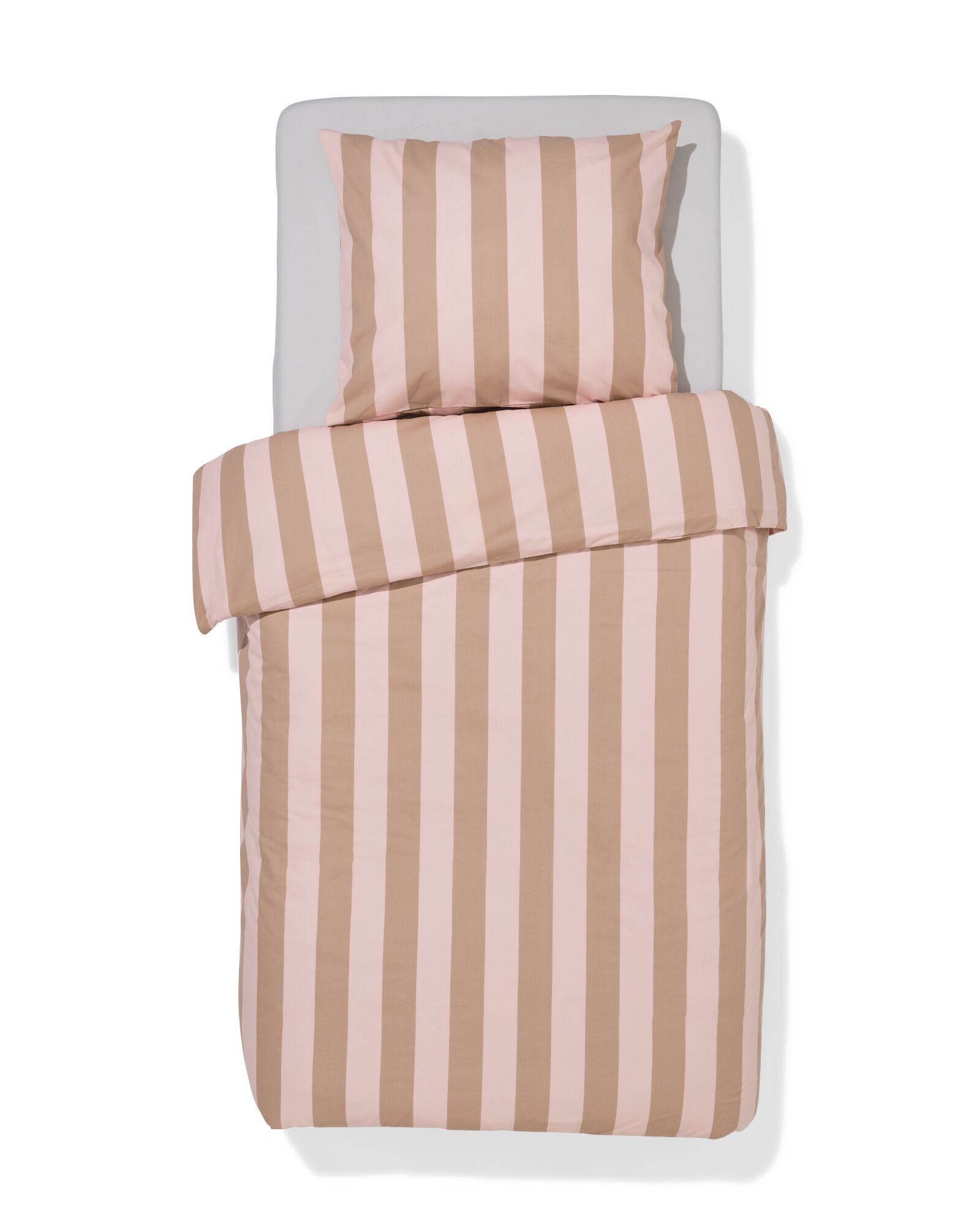 HEMA Dekbedovertrek 140x200/220cm Zacht Katoen Strepen Roze (lichtroze)