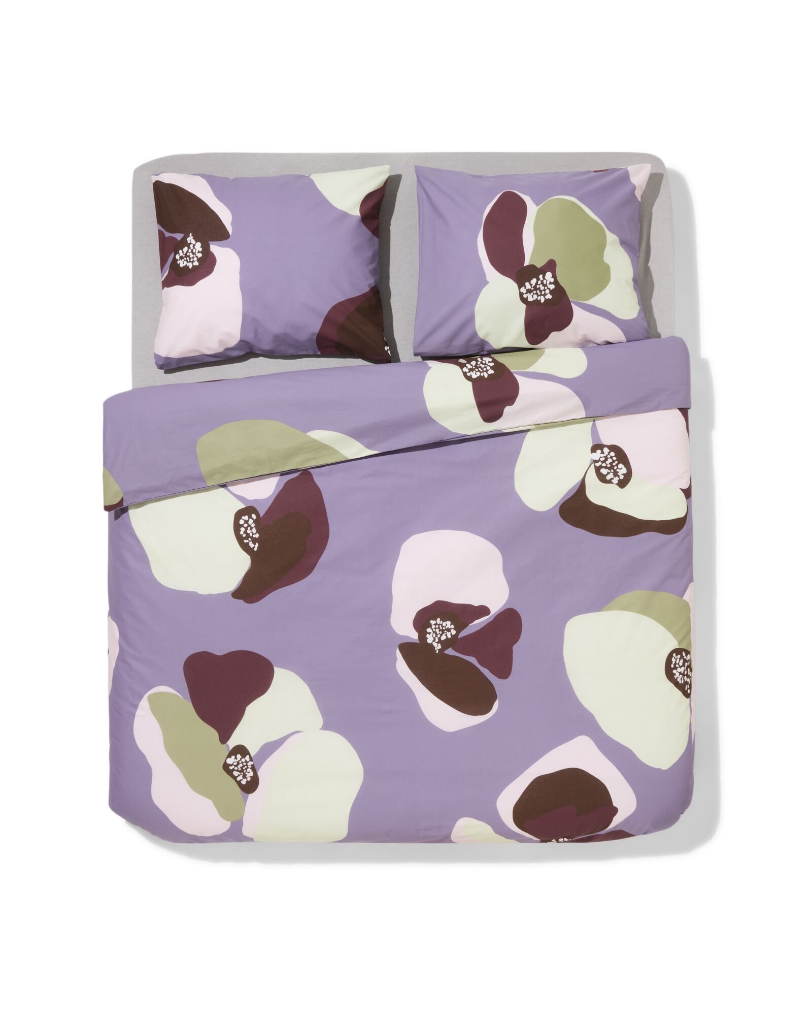 HEMA Dekbedovertrek 200x200/220cm Zacht Katoen Bloemen (paars)