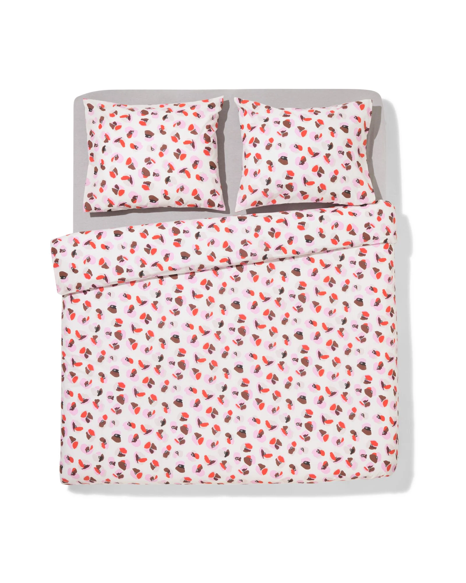 HEMA Dekbedovertrek 200x200/220cm Zacht Katoen Bloemen (roze)