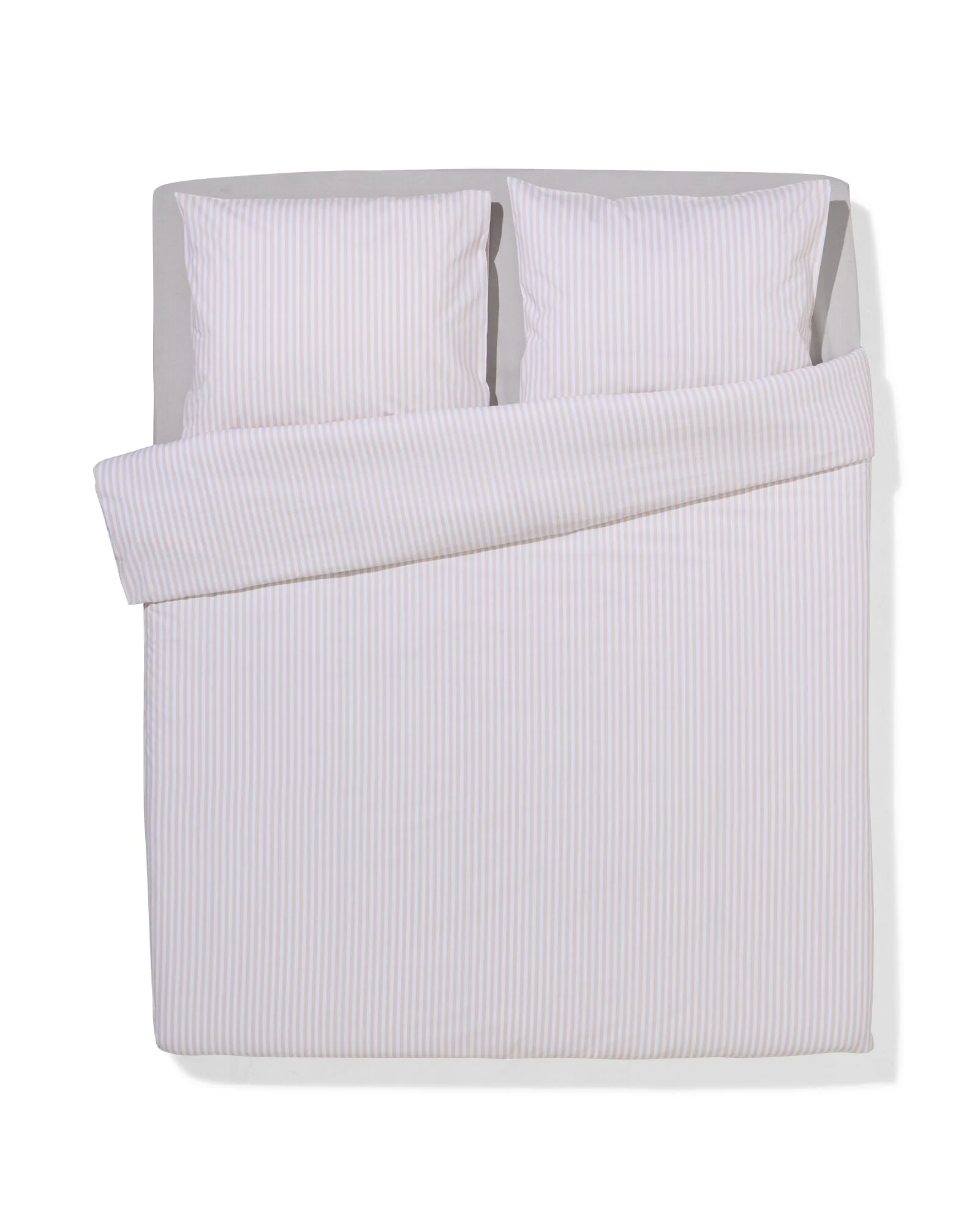 HEMA Dekbedovertrek 240x200/220cm Zacht Katoen Strepen Beige (beige)