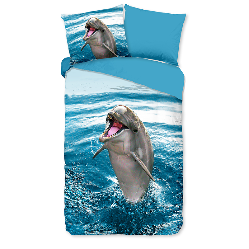 Kinderdekbedovertrek Katoen - 140x200 Cm Blauw - Dieren - Good Morning - Dekbed-Discounter.nl