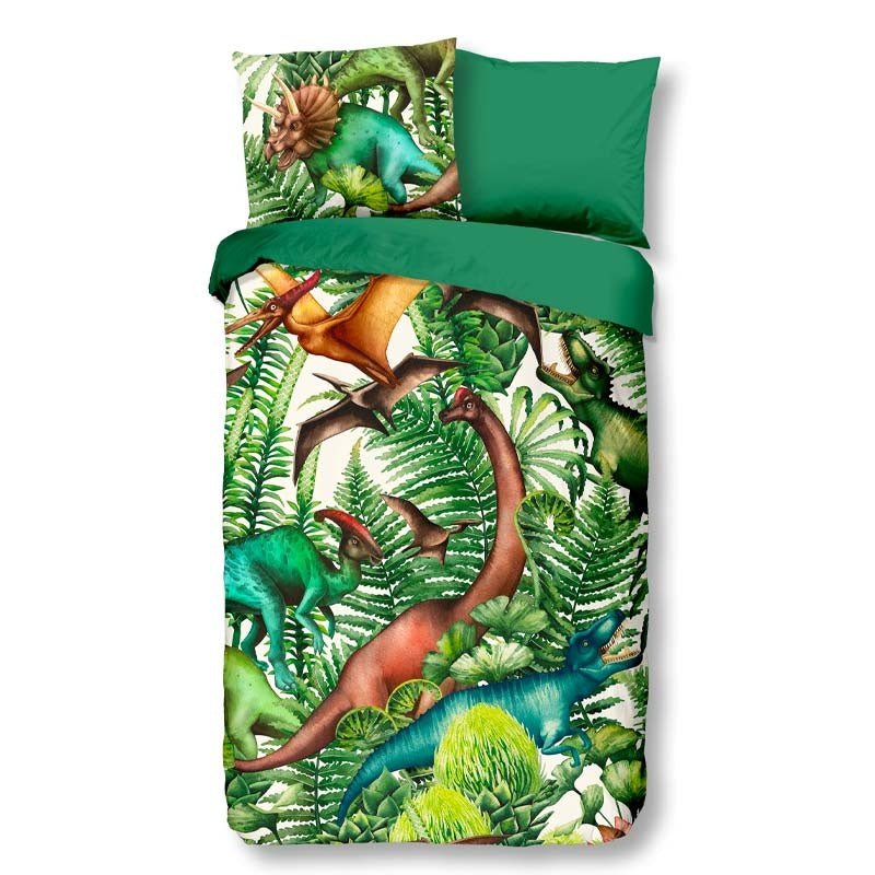 Kinderdekbedovertrek Katoen - 140x200 Cm Groen & Meerkleurig - Dieren - Good Morning - Dekbed-Discounter.nl