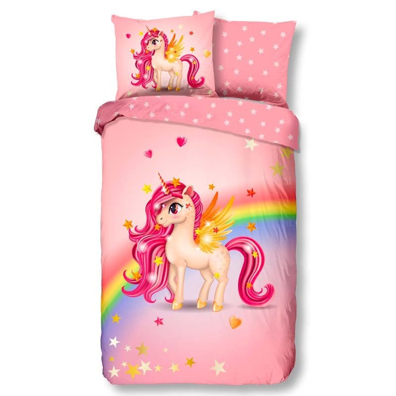 Kinderdekbedovertrek Katoen - 140x200 Cm Roze - Dieren - Good Morning - Dekbed-Discounter.nl