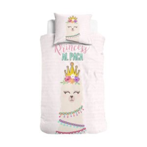 Kinderdekbedovertrek Katoen - 140x200 Cm Roze - Dieren - Little Monster - Dekbed-Discounter.nl
