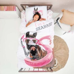 Kinderdekbedovertrek Katoen - 140x200 Cm Roze - Dieren - Little Monster - Dekbed-Discounter.nl