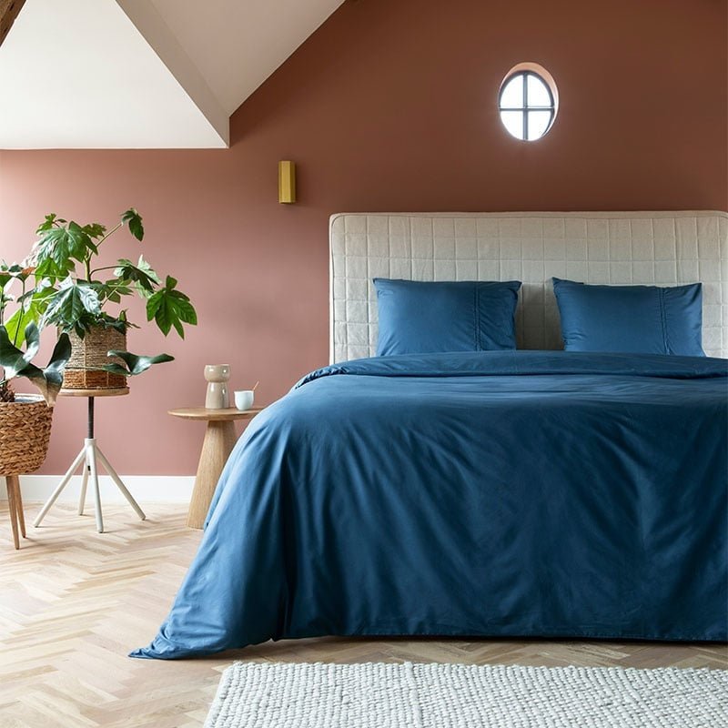 Sale: -30% | Dekbedovertrek Egyptisch Katoen - Uni - Donker Blauw - Lits-Jumeaux (240x240 Cm) - Blauw Egyptisch Katoen Katoen - Hotel Luxe - Presence - Dekbed-Discounter.nl
