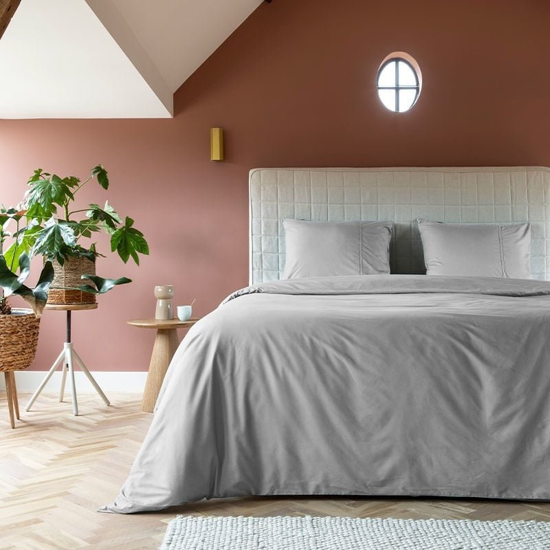 Sale: -30% | Dekbedovertrek Egyptisch Katoen - Uni - Grijs - Eenpersoons (140x240 Cm) - Grijs Egyptisch Katoen Katoen - Hotel Luxe - Presence - Dekbed-Discounter.nl