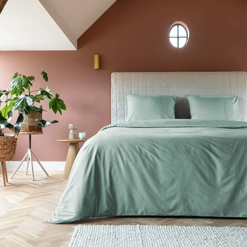 Sale: -30% | Dekbedovertrek Egyptisch Katoen - Uni - Jade - Lits-Jumeaux (240x240 Cm) - Groen Egyptisch Katoen Katoen - Hotel Luxe - Presence - Dekbed-Discounter.nl