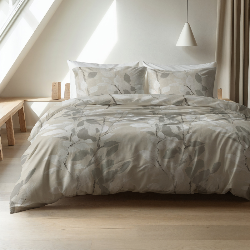 Sale: -30% | Dekbedovertrek Katoen Flanel - Essence - Tweepersoons (200x200 Cm) - Grijs & Antraciet & Meerkleurig Flanel - Strepen - Sleeptime Elegance - Dekbed-Discounter.nl