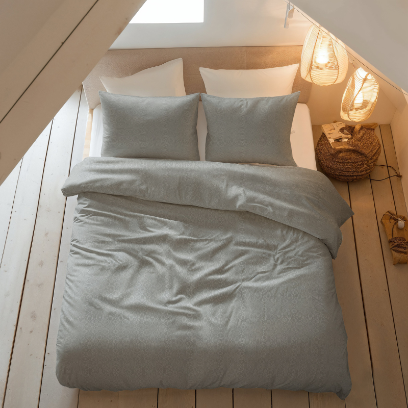 Sale: -34% | Dekbedovertrek Katoen Flanel - Jason - Grijs - Eenpersoons (140x200 Cm) - Antraciet Flanel - Effen - Sleeptime Elegance - Dekbed-Discounter.nl