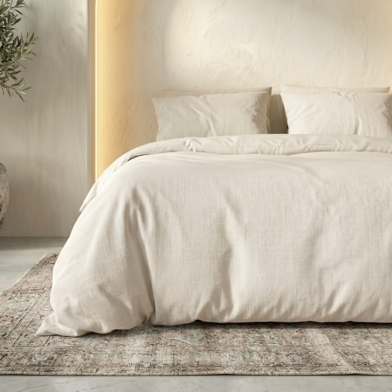 Sale: -34% | Dekbedovertrek Percale Katoen - Crème - Lits-Jumeaux (240x220 Cm) - Crème Percale Katoen - Effen - Zydante - Dekbed-Discounter.nl
