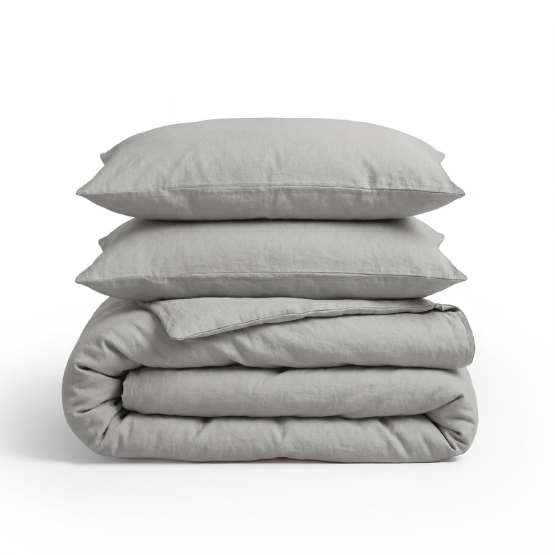 Sale: -35% | Dekbedovertrek Linnen Uni - Grijs - Lits-Jumeaux (240x220 Cm) - Grijs Linnen - Effen - Primaviera Deluxe - Dekbed-Discounter.nl