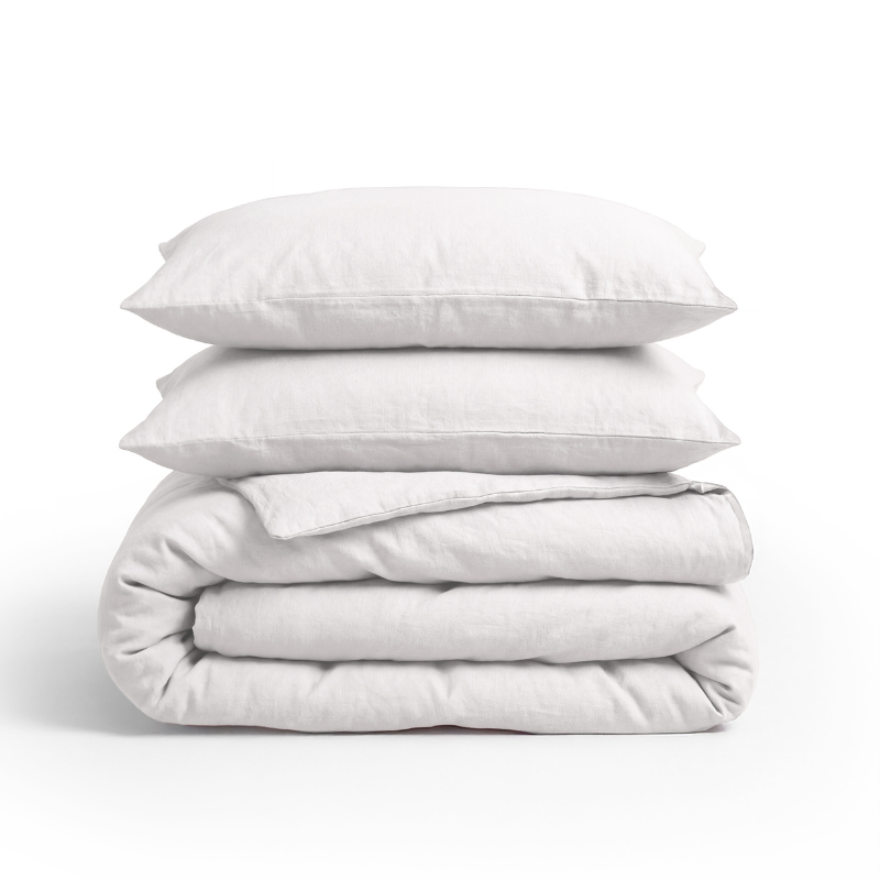 Sale: -36% | Dekbedovertrek Linnen Uni - Wit - Tweepersoons (200x200 Cm) - Wit Linnen - Effen - Primaviera Deluxe - Dekbed-Discounter.nl