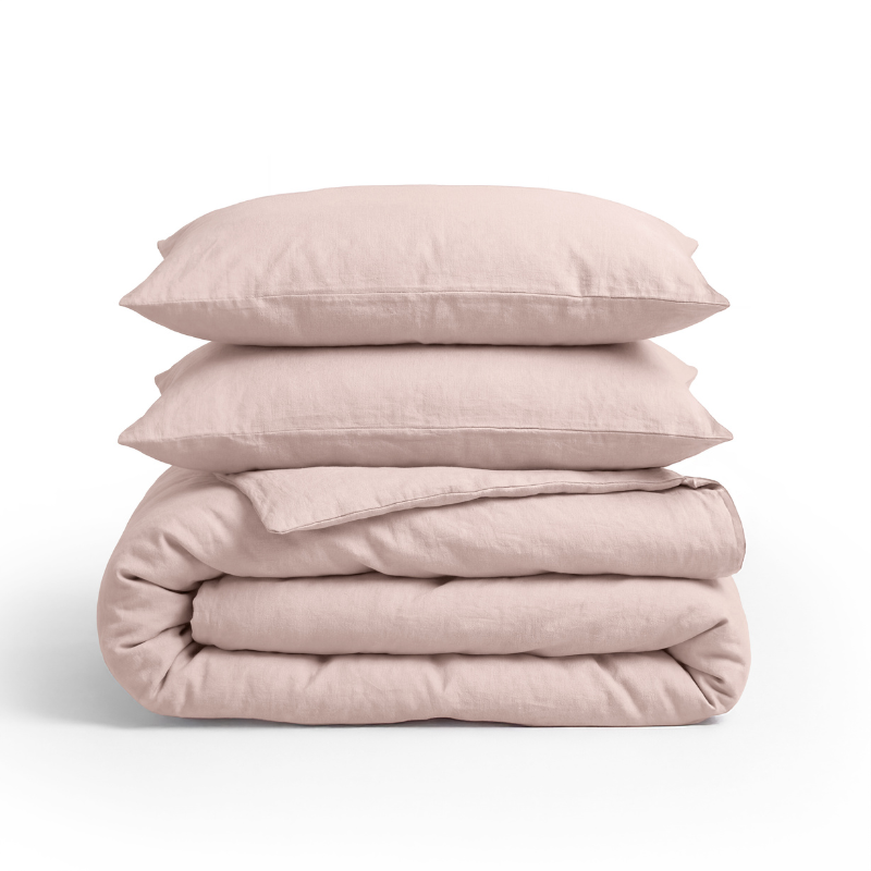 Sale: -36% | Dekbedovertrek Linnen Uni - Zacht Roze - Tweepersoons (200x200 Cm) - Roze Linnen - Effen - Primaviera Deluxe - Dekbed-Discounter.nl