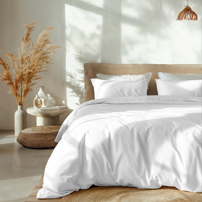 Sale: -38% | Dekbedovertrek Percale Katoen Uni - Wit - Tweepersoons (200x200 Cm) - Wit Percale Katoen Katoen - Effen - Dreamhouse - Dekbed-Discounter.nl