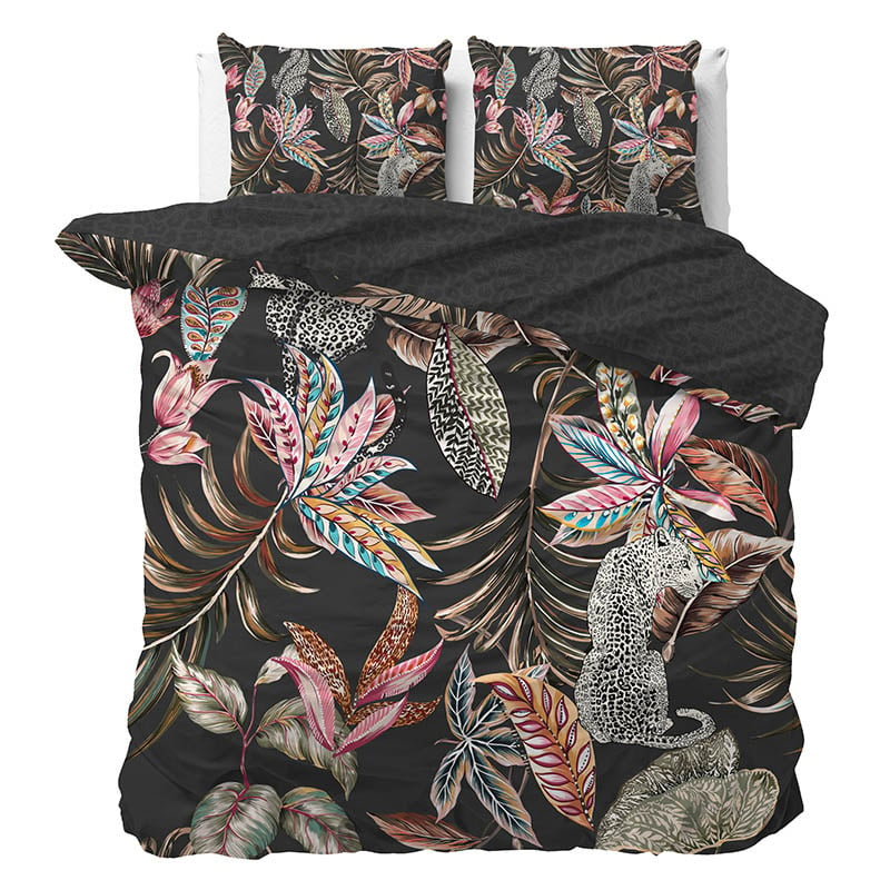 Sale: -42% | Dekbedovertrek Katoen Satijn Flora - Flora - Tweepersoons (200x200 Cm) - Beige Katoen-satijn - Natuur & Dieren - Manilla - Dekbed-Discounter.nl