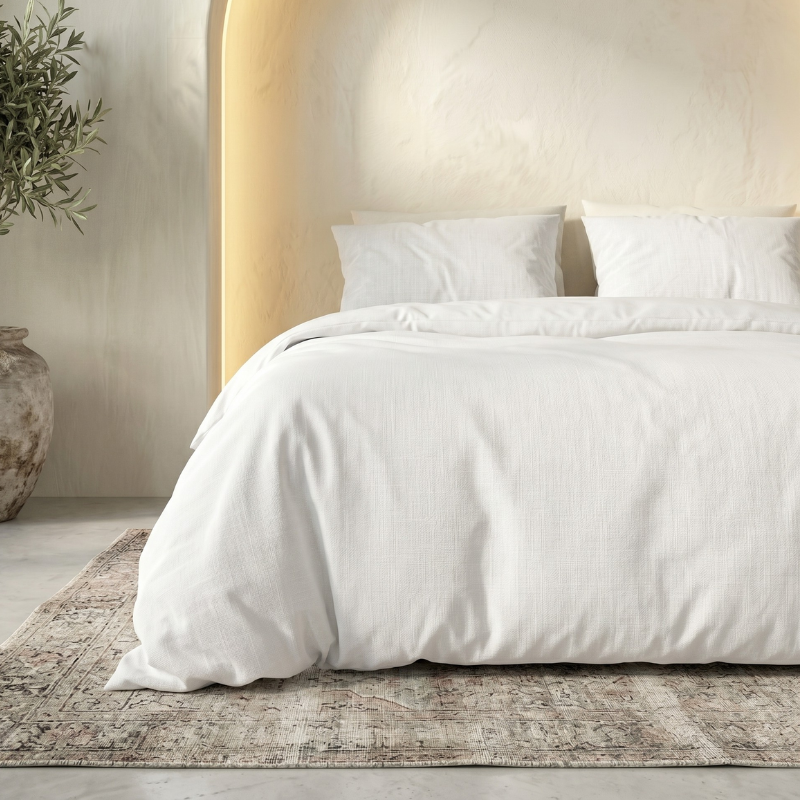 Sale: -42% | Dekbedovertrek Percale Katoen - Wit - Eenpersoons (140x200 Cm) - Wit Percale Katoen - Effen - Zydante - Dekbed-Discounter.nl