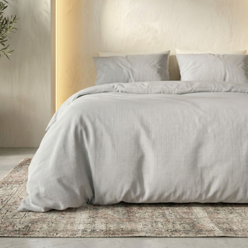 Sale: -42% | Dekbedovertrek Percale Katoen - Zilver Grijs - Eenpersoons (140x200 Cm) - Grijs Percale Katoen - Effen - Zydante - Dekbed-Discounter.nl