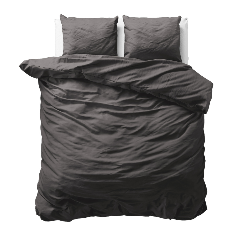 Sale: -46% | Dekbedovertrek Katoen Uni - Antraciet - Lits-Jumeaux (240x220 Cm) - Antraciet Katoen - Effen - Sleeptime - Dekbed-Discounter.nl